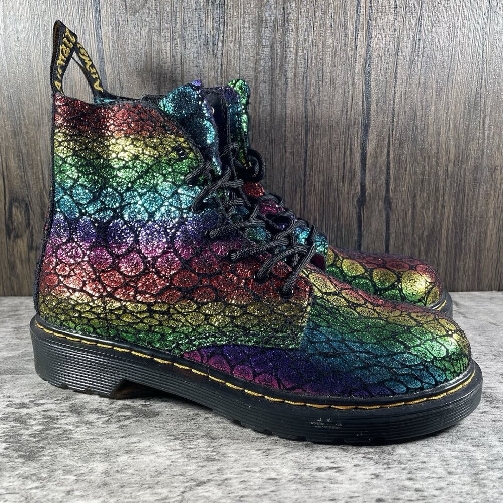 Dr. Martens 1460 J Pascal Rainbow Croc Metallic Zip Up Suede Boots Women’s 6